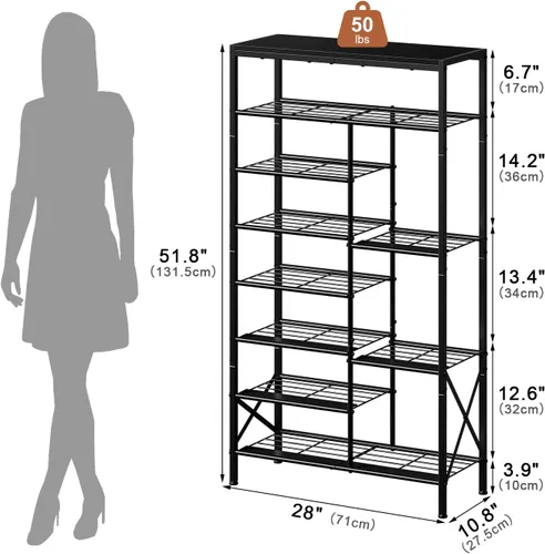 Vista 3 de Estante de zapatos de 8 niveles, organizador de almacenamiento de zapatos con almacenamiento para botas, estante de zapatos de gran capacidad que