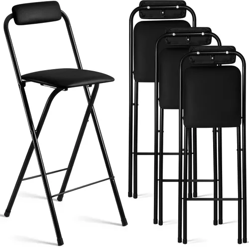 Vista 10 de Geelin 2 sillas plegables de 25.6 pulgadas con asientos acolchados, portátil, plegable, bar, oficina, guitarra, escritorio, mostrador, taburete