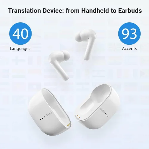 Vista 2 de Auriculares traductores de idiomas Timekettle M3, dispositivo traductor bidireccional con aplicación para 40 idiomas en línea, traductor de voz