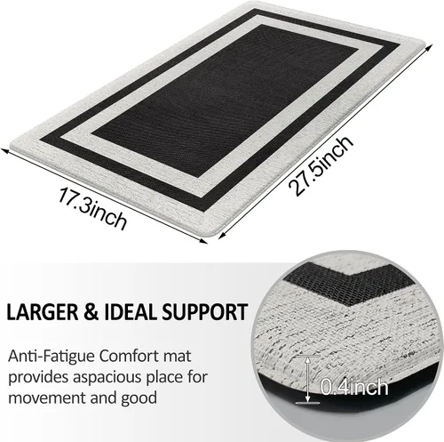 Vista 2 de Tapetes antifatiga para suelo de cocina, tapetes acolchados antifatiga de cocina de 17.3 x 27.5 pulgadas, impermeables, antideslizantes, de pie