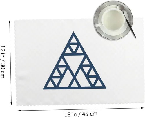 Vista 2 de Rectangular Placemats Set of 4, Heat Resistant Fractal Triangle Printed Kitchen Dining Table Mats