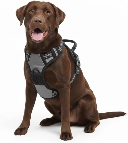 Vista 15 de Arnés para perro sin tirones, arnés reflectante cómodo ajustable con mango de fácil control delantero y trasero, acolchado suave para mascotas