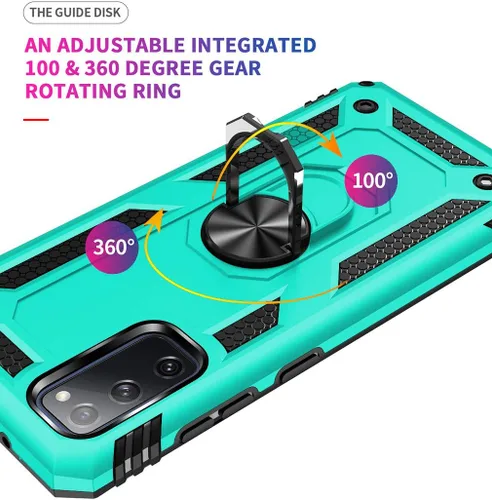 Vista 4 de Funda para Galaxy S20 FE, con protector de pantalla HD, [grado militar] Soporte de coche híbrido PC duro TPU suave a prueba de golpes funda