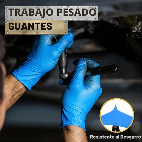 Vista 2 de TitanFlex Heavy-Duty Blue Nitrile Gloves, 6-mil, Fully Textured, Mechanic Disposable Gloves, Powder-Free, Latex-Free
