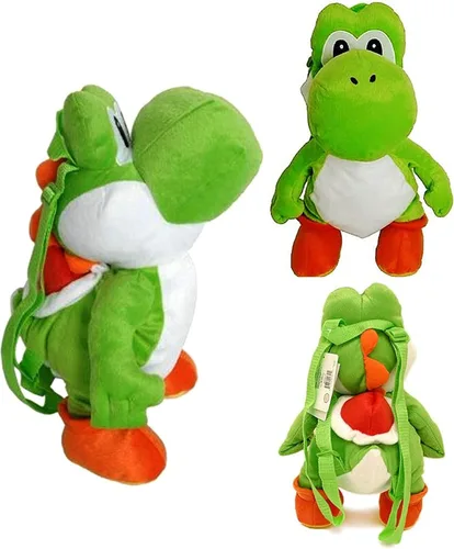 Vista 4 de Nintendo Mario Brothers Yoshi Mochila grande de peluche, multicolor
