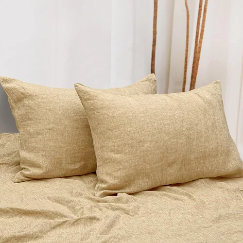 Vista 14 de NTBAY Fundas de almohada de lino francés – Teñidas con hilo, paquete de 2, fundas de almohada estándar de 100% lino, fundas de almohada lavadas