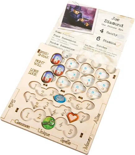 Vista 8 de The Broken Token Arkham Horror - Organizador de juegos compatible con 3ª edición, caja de almacenamiento de madera de abedul con bandejas