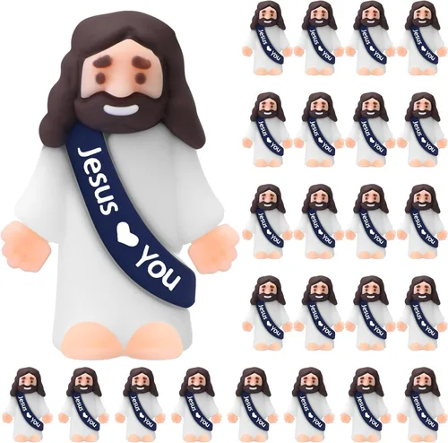 Vista 23 de Bememo 25 figuras de Jesús pequeñas figuras de Jesús, color blanco