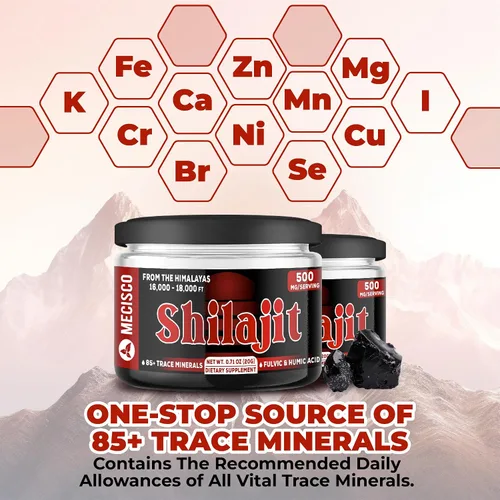 Vista 2 de Shilajit orgánico puro del Himalaya, 2 paquetes de 0.7 onzas (0.71 oz), el suplemento Shilajit contiene fúlvico, ácido húmico natural y más de 85