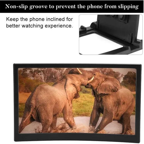 Vista 7 de Lupa de pantalla curvada 3D de 12 pulgadas, HD para video, película, teléfono inteligente, amplificador de pantalla, proyector de soporte