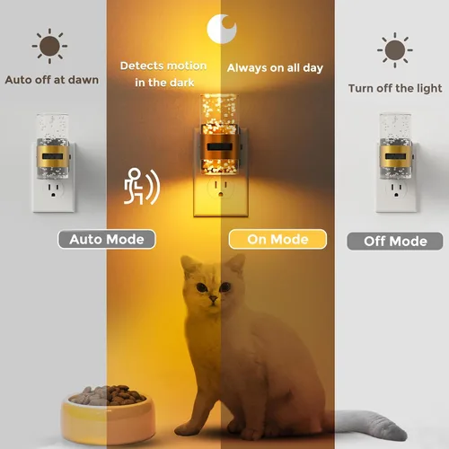 Vista 2 de L LOHAS LED Luz nocturna con sensor de movimiento, luces nocturnas de burbujas enchufables a la pared, luz nocturna de cambio de temperatura