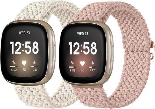 Vista 8 de Paquete de 2 bandas impermeables compatibles con Fitbit Versa 3/Fitbit Versa 4/Fitbit Sense/Sense 2, pulseras deportivas clásicas de repuesto suaves