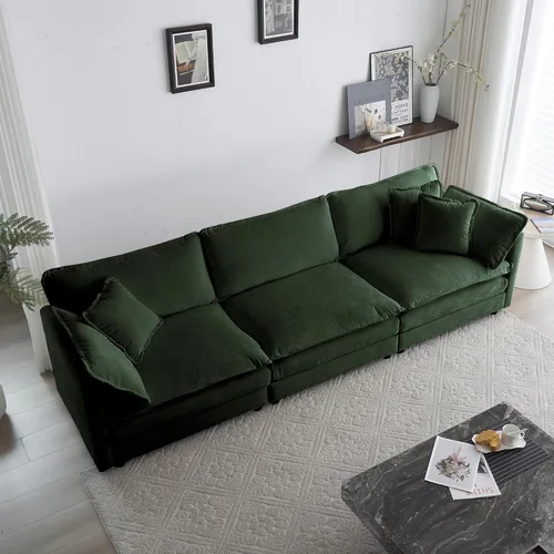 Vista 4 de Sofá modular en forma de U con reposapiés reversible, sofá modular de 5 plazas, sofá esquinero convertible, moderno y minimalista en forma de L
