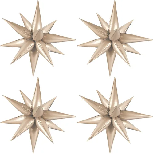 Vista 18 de 60 globos de estrella negra, globos de papel de aluminio de estrella de explosión de 12 puntos para Halloween, Navidad, cumpleaños, boda, Negro