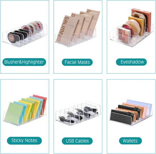 Vista 6 de Luxspire Organizador de sombra de ojos acrílica, paquete de 2 organizadores de cajones de maquillaje, organizador de paleta de maquillaje cosmético