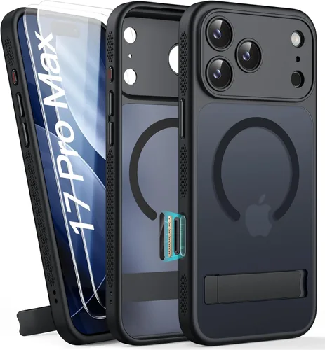 Vista 30 de BXYJY Funda magnética para iPhone Air con soporte, compatible con MagSafe, botón de control de cámara, protección completa de la lente, caída
