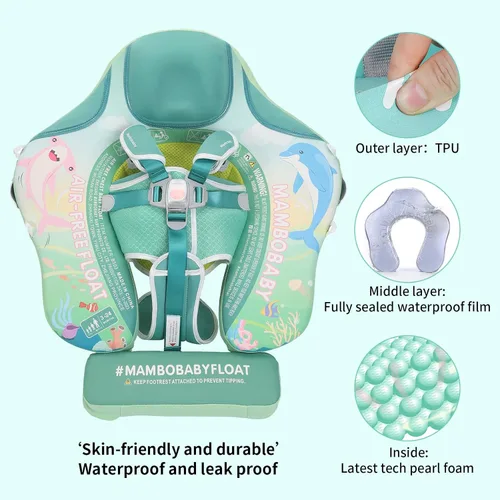 Vista 2 de Mambobaby - Flotador de natación para bebé, no inflable, con UPF 50+, tamaño mejorado y sólido, flotador de piscina, suave, impermeable, agradable