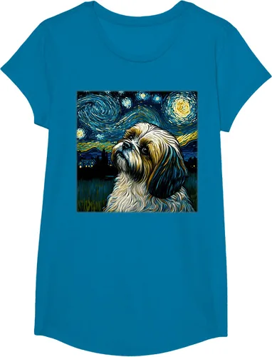 Vista 72 de Camiseta Surrealism Starry Night Shih Tzu Dog