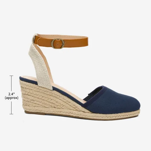 Vista 2 de DREAM PAIRS Sandalias de tacón de cuña con correa de tobillo y punta cerrada para mujer