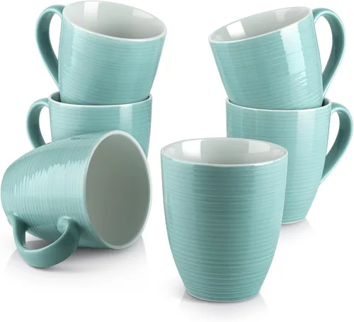 Vista 10 de DOWAN Tazas de Café, Juego de 6 Tazas de Café de 17 Oz, Tazas de Té Onduladas (Marrón)