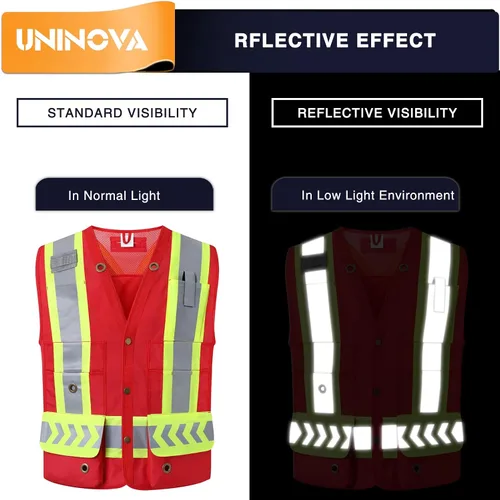 Vista 6 de Surveyor Safety Vest Reflective for Men, Class 2 Heavy Duty Safety Vests Reflective with Pockets