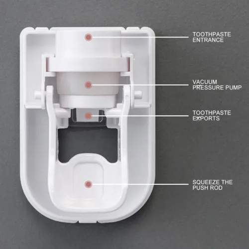 Vista 3 de Dispensador automático de pasta de dientes para montaje en pared, a prueba de agua, exprimidor de pasta de dientes perezosa, soporte para cepillos