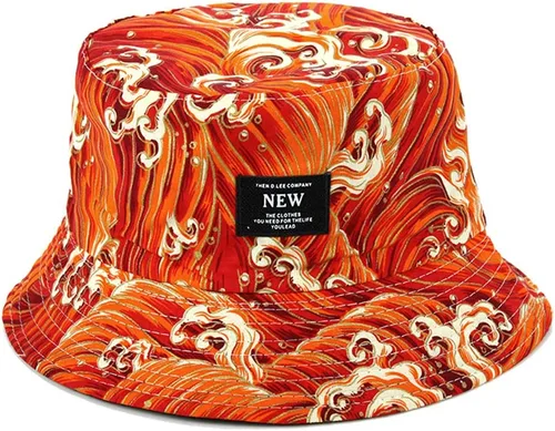 Vista 6 de Sombrero de pescador The Great Wave Off Kanagawa Sombrero de pesca Japón Arte de doble cara para hombres mujeres Camping Senderismo Boonie Cap
