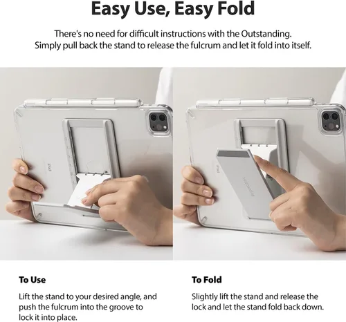 Vista 6 de Ringke Fusion Plus con funda + soporte excepcional, compatible con iPad Pro 12.9 (6ª generación 2022, 5ª generación 2021), funda transparente
