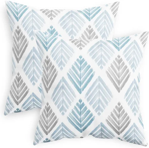 Vista 8 de CaliTime Juego de 2 fundas de almohada decorativas de vellón de dos tonos con diseño geométrico de hojas de árbol para sofá, cama, decoración
