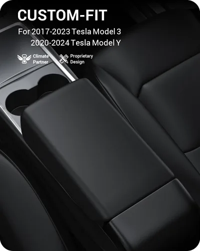 Vista 2 de BASENOR Funda para consola central mejorada para Tesla Modelo Y Modelo 3, funda de reposabrazos de TPU antideslizante, accesorios interiores