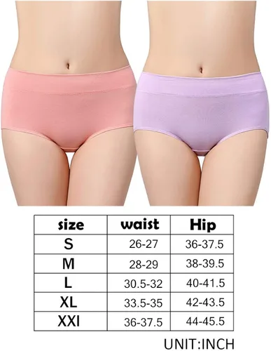 Vista 2 de Ropa interior para mujer, de algodón, a media cintura, no marca los rollitos, cobertura completa, calzones para mujer, lencería, paquete con varias