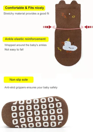 Vista 4 de Calcetines antideslizantes para bebés recién nacidos, calcetines antideslizantes con agarres para niñas y niños