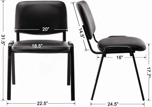 Vista 2 de Shunzhi - Juego de 5 sillas apilables para invitados de oficina y recepción Negro