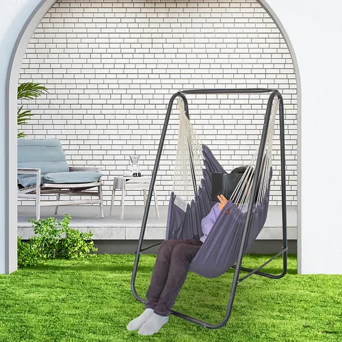 Vista 3 de YUCAN Soporte para Silla Hamaca con Silla Columpio Colgante Incluida, Resistente a la Intemperie y que Ahorra Espacio, Soporte Máximo 450 Libras