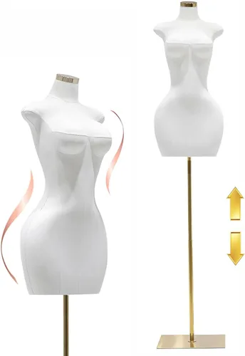 Vista 7 de Torso de maniquí femenino con curvas de tamaño grande, forma de vestido de cuerpo ajustable con base cuadrada de metal, pantalla de cuerpo completo