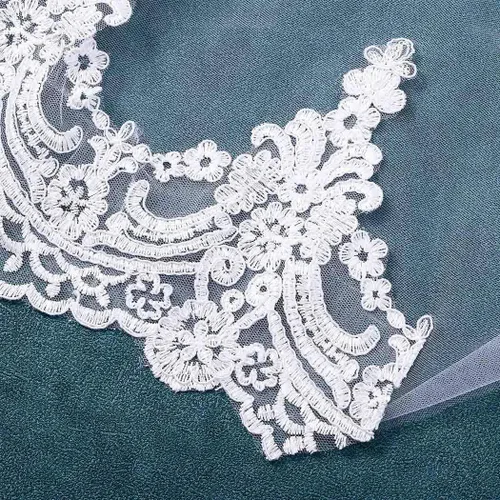 Vista 4 de Cmapsis - Velo de encaje para novia, con peine de 1 nivel, accesorios para el pelo de boda para novias