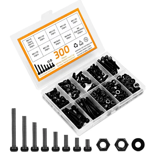 Vista 6 de Juego de 420 tornillos M3, pernos M3 prémium para impresión 3D, surtido de tornillos de cabeza hexagonal con tuercas y arandelas, M3 x 0.236 in