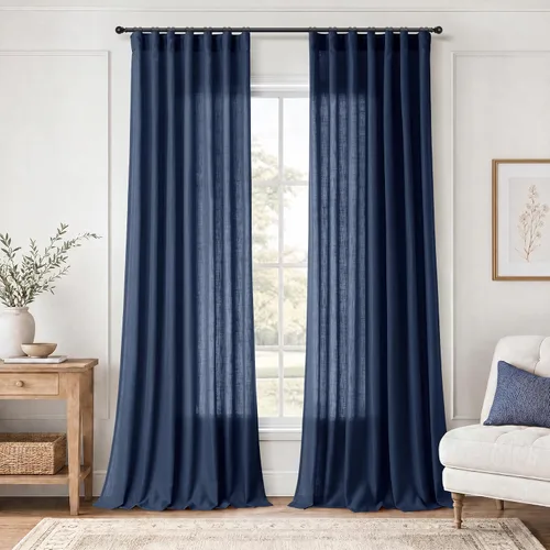 Vista 17 de Jowels Natural Linen Curtains 96 Inches Long 2 Panels for Living Room