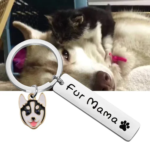 Vista 6 de BEKECH perro mamá regalo piel mamá llavero huella huella perro amante joyería perro perro persona regalo mamá perro regalo