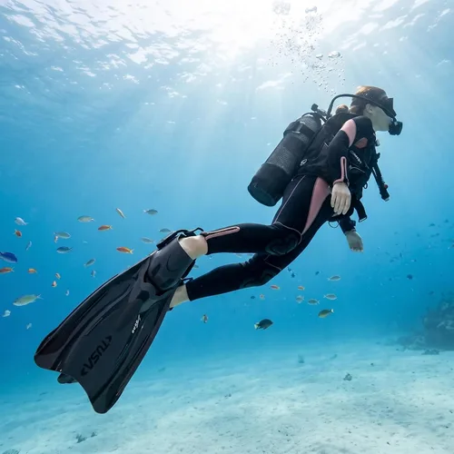 Vista 2 de Aletas de buceo Vesna con Bungee Azul cola de pez