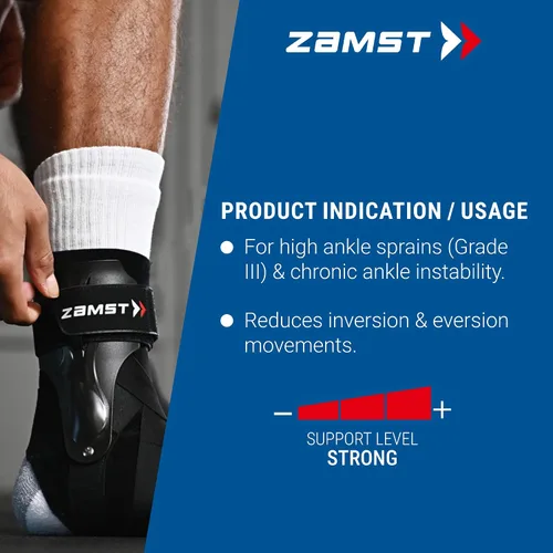 Vista 4 de Zamst A2-DX Tobillera Negra para Deportes - Soporte Deportivo Transpirable para Tobillo para Hombres y Mujeres con Estabilizadores de Protección