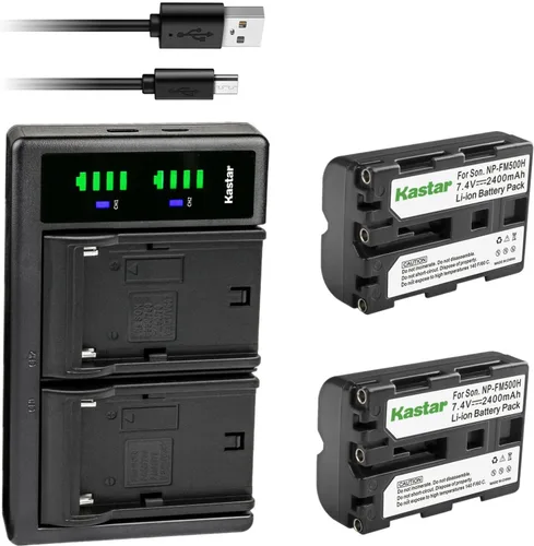 Vista 5 de Kastar LTD2 - Cargador de batería USB para Sony NP-FM500 NP-FM500H, cargador BC-VM10 AC-SQ950, Sony DSLR-A100, A200, A300, A350, DSLR-A450