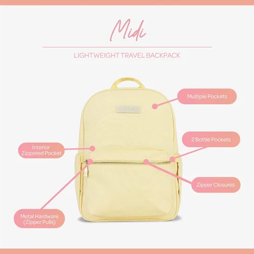 Vista 2 de JuJuJuBe Mochila de viaje ligera midi para niños o adultos con organización de bolsillo, Sunbeam, Sunbeam