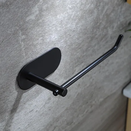 Vista 5 de SUNTECH Toallero de mano – Anillo de toalla negro para baño, barra de toalla adhesiva para organizar toallas, toallero de mano de 6 3/10 pulgadas