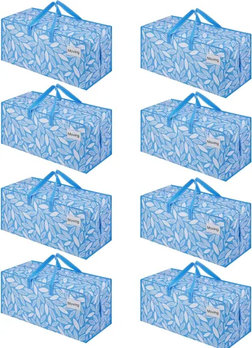 Vista 39 de VENO Paquete de 2 bolsas de mudanza, correas de mochila, mudanza, cajas de almacenamiento universitario, con tapas, resistentes, extragrandes, asas