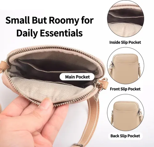 Vista 3 de latumab Bolso del teléfono celular, bolsos de hombro pequeños de cuero de la PU para las mujeres