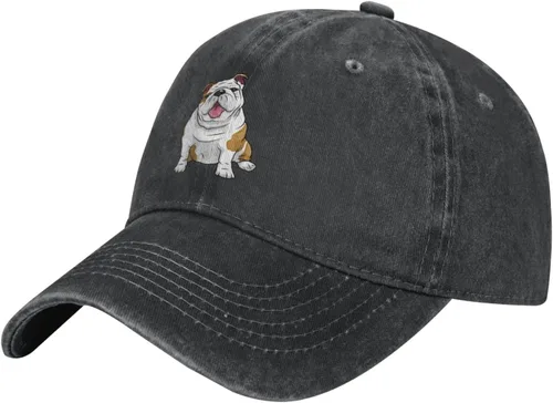 Vista 2 de Gorra de béisbol Bulldog Inglés para ocio al aire libre, ajustable, unisex, color negro