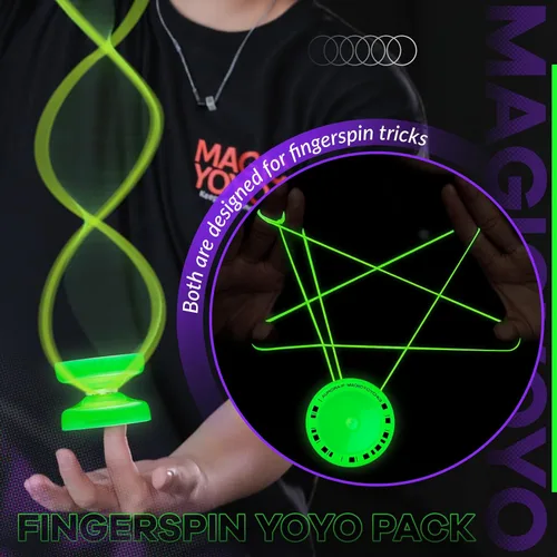 Vista 4 de MAGICYOYO Fingerspin - Yoyo que brilla en la oscuridad, Yoyo de doble propósito sensible y no sensible para niños de 8 a 12 años, yoyos