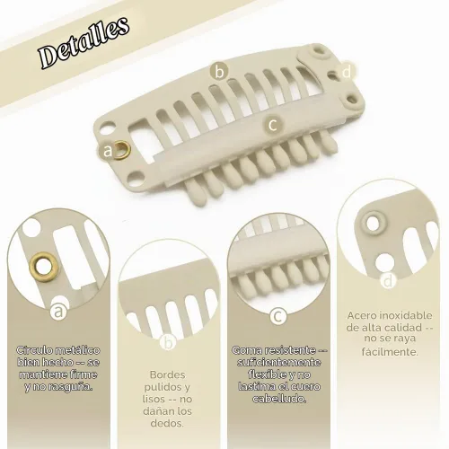 Vista 3 de Dreamlover Beige Hair Extension Clips, 9 Teeth, 30 Pieces
