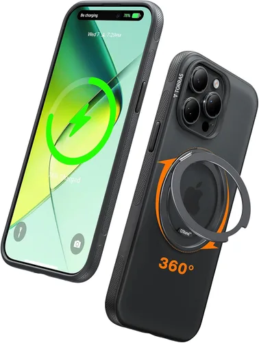 Vista 17 de TORRAS Soporte Magnético 360 para Funda de iPhone 16 Pro, Ostand 3.0 [Compatible con MagSafe] [4X Grado Militar Resistente a Golpes] Cubierta
